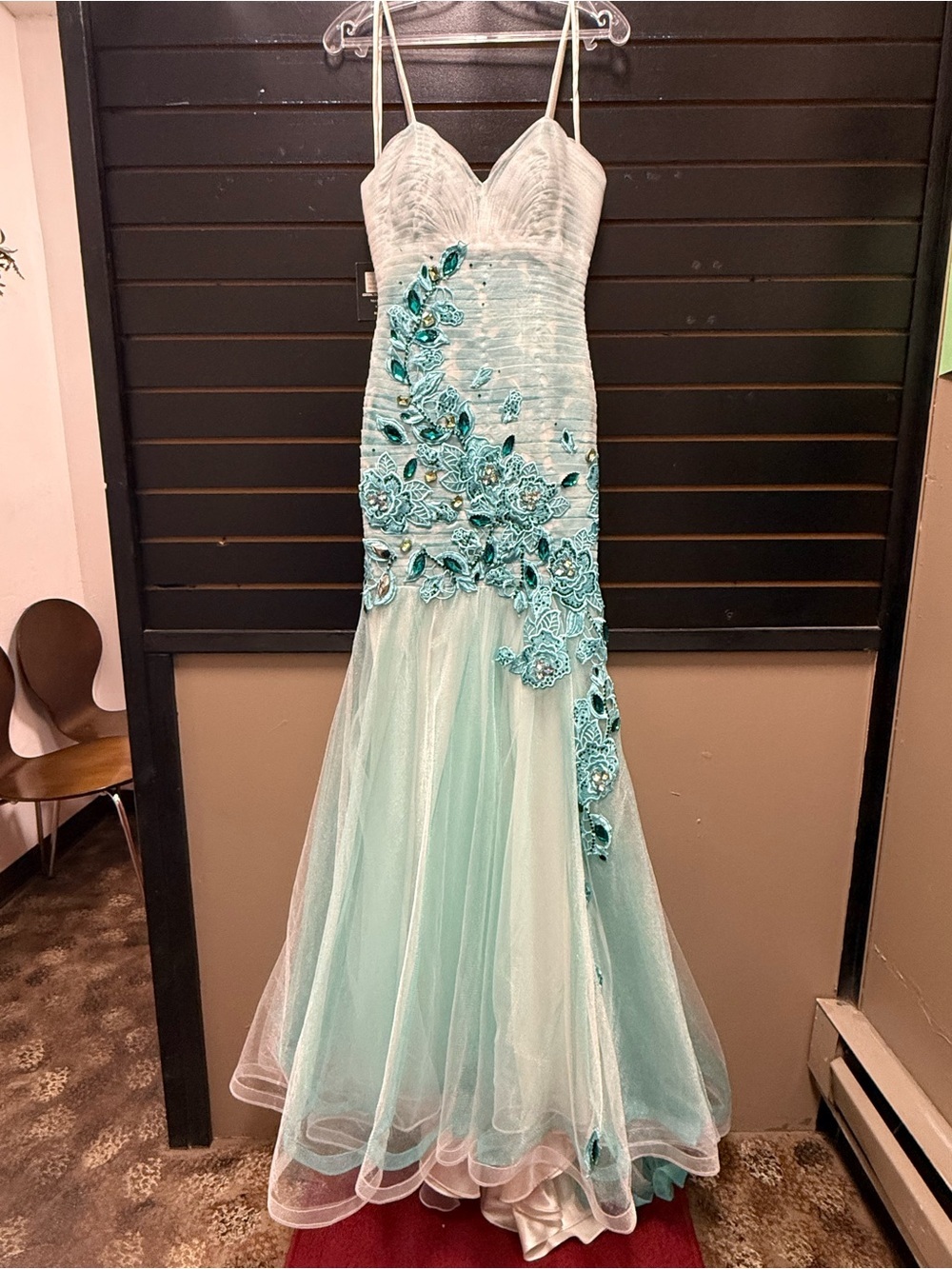 Y2K Pearl by Alexia Designs Aqua Beaded Mermaid Prom Gown NWT Size 0 Style 9332